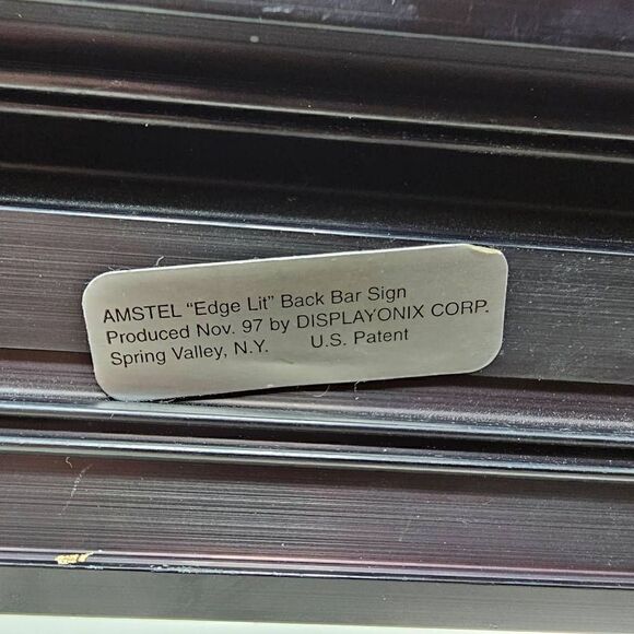 AMSTEL IMPORTED BEER EDGE LIT LIGHTED BACK BAR SIGN MAN CAVE 8" X 8" - Picture 7 of 7